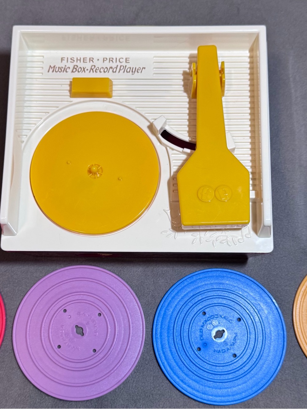 Mattel - Fisher-Price - Music Box Record Player - 4 Records - Works!